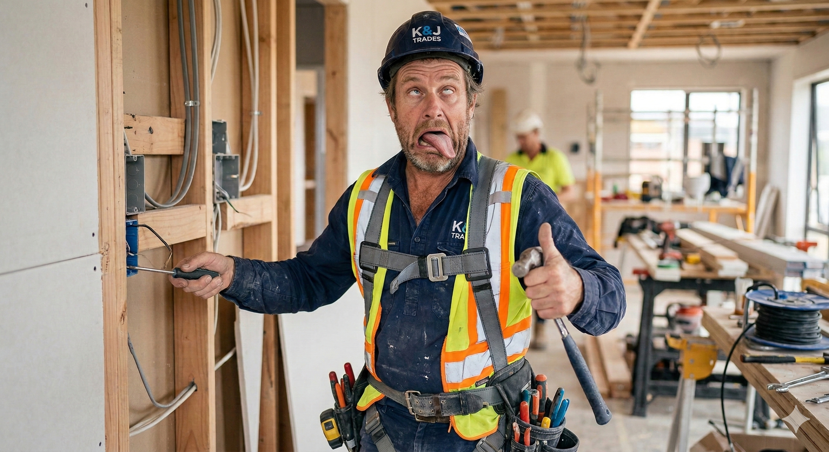 Professional electrician working